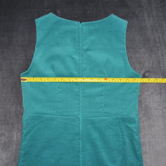 Vintage Corduroy Jumper Dress Medium Large Green Sleeveless Handmade Midi Dress - Picture 6 of 9